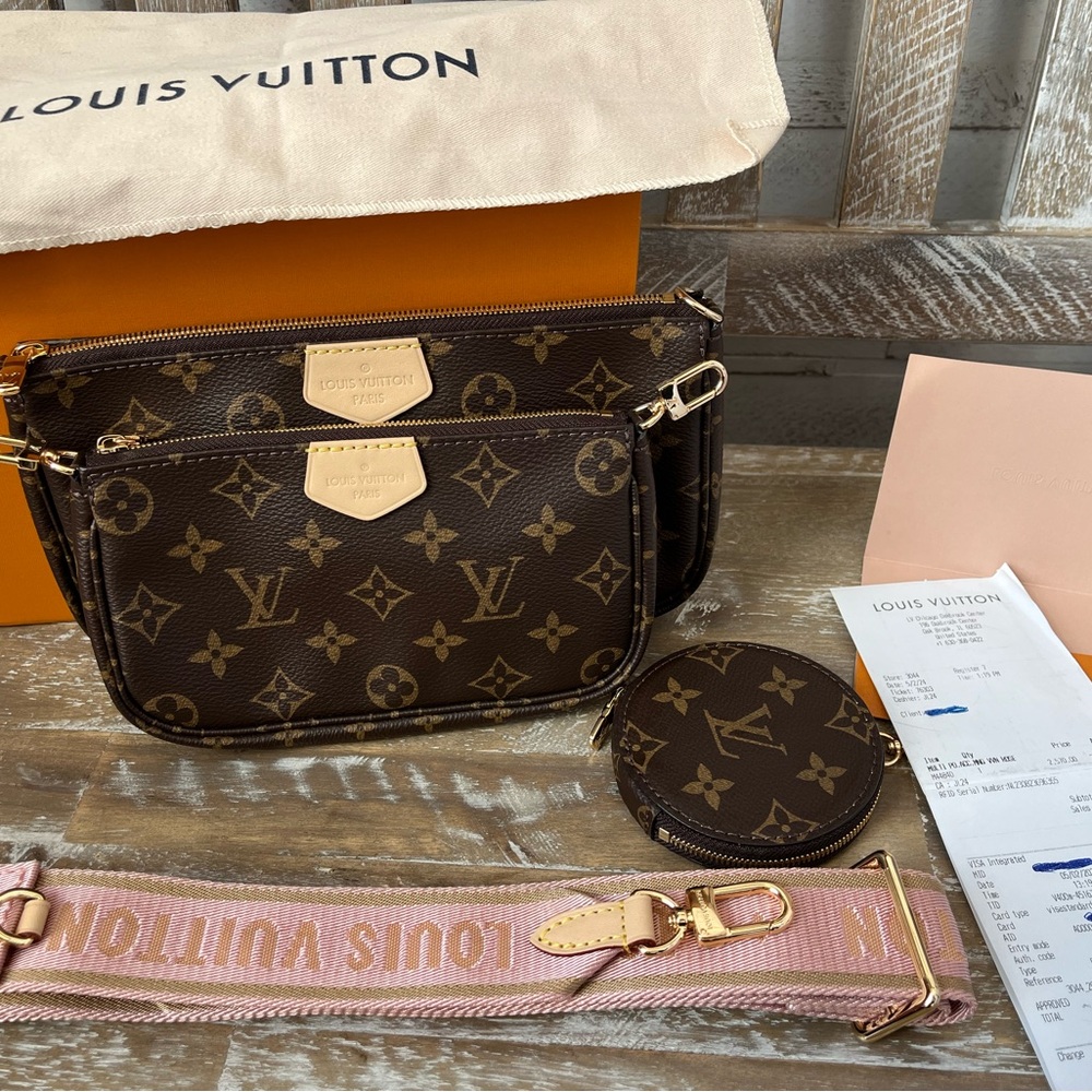 Louis Vuitton Monogram Multi Pochette with Pink Strap LIKE NEW 💕FIRM💕